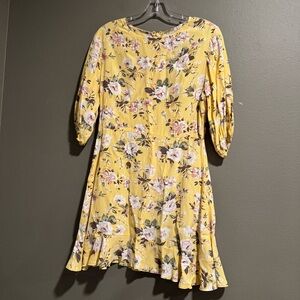 Faithfull the Brand Yellow Ruffled Tiered Mini Dress Size 4